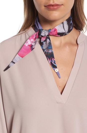 Women's Ted Baker London Neon Poppy Mini Skinny Scarf, Size - Black
