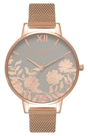 Women's Olivia Burton Lace Detail Mesh Strap Watch, 38mm