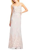 Women's Adrianna Papell Embroidered Popover Tulle Gown - Beige