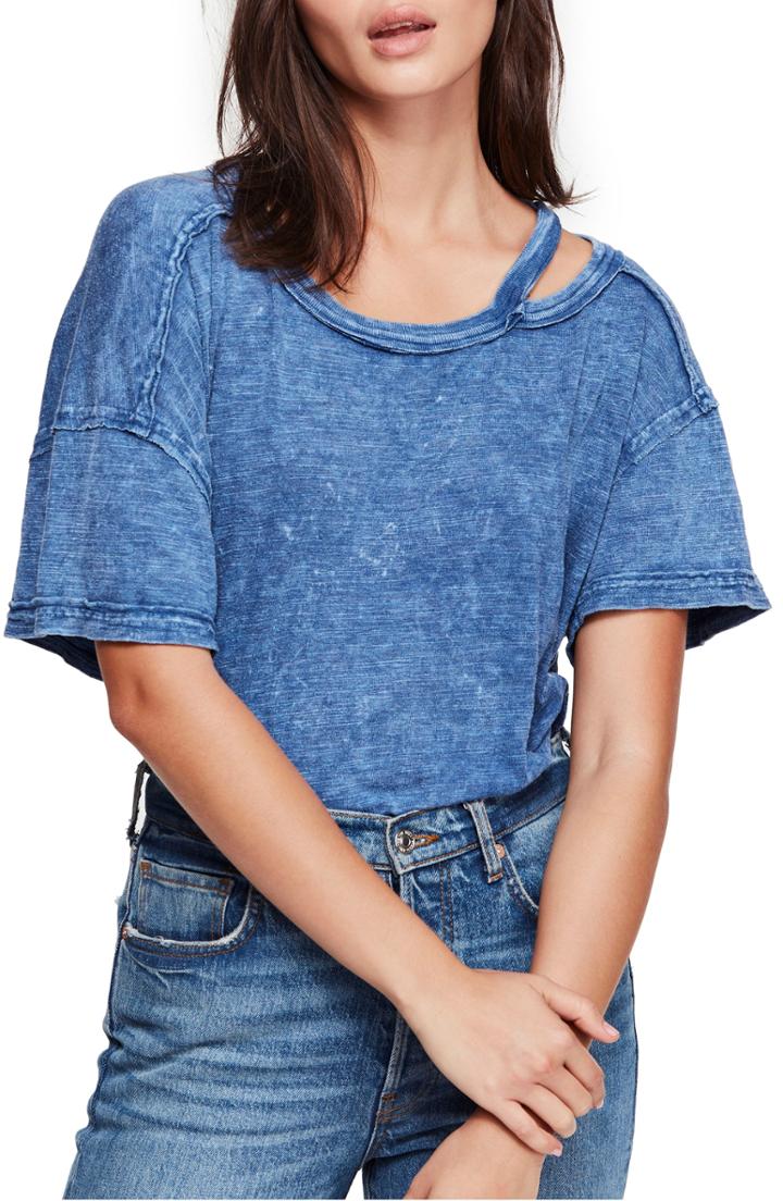 Women's We The Free By Free People Alex Cutout Tee - Blue