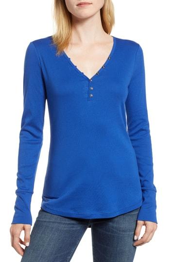 Women's Caslon V-neck Henley - Blue