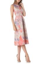 Women's Kay Unger Floral Pleat Midi Dress - Pink