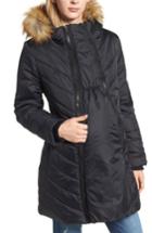 Women's Modern Eternity Faux Fur Trim Convertible Puffer 3-in-1 Maternity Jacket