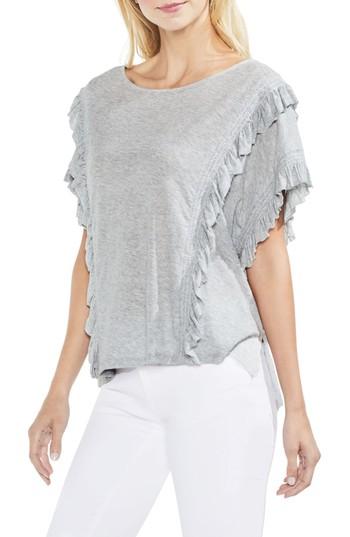 Women's Vince Camuto Ruffle Front Top, Size - Grey