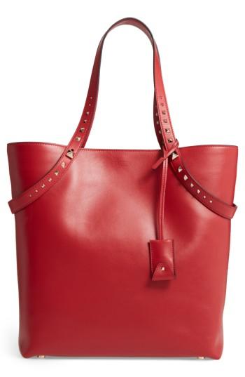 Valentino Garavani Rockstud Leather Tote - Red