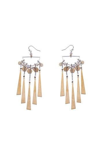 Women's Nakamol Design Freshwater Pearl & Metal Fringe Statement Earrings