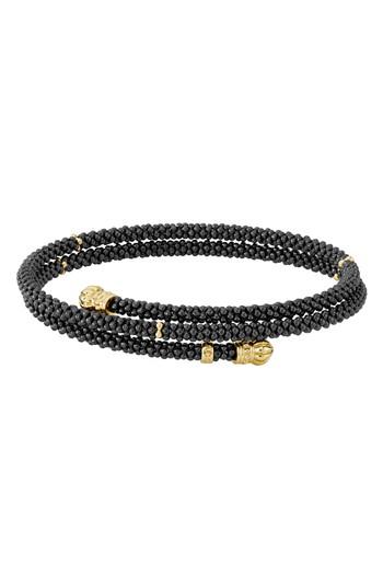 Women's Lagos Gold & Black Caviar Coil Bracelet
