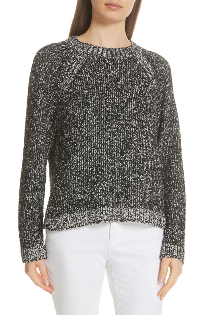 Women's Eileen Fisher Round Neck Boxy Sweater - Black