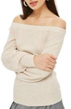 Women's Topshop Off The Shouler Sweater Us (fits Like 0-2) - Beige