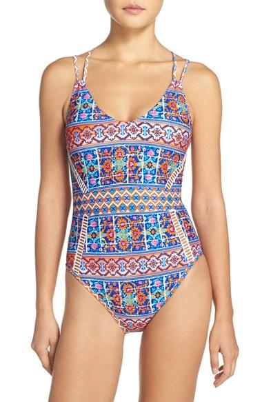 Women's La Blanca Corsica Tile One-piece Swimsuit - Orange