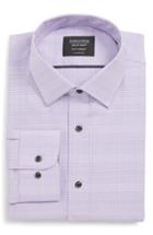 Men's Nordstrom Men's Shop Tech-smart Traditional Fit Stretch Plaid Dress Shirt 34/35 - Purple