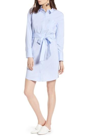 Women's Halogen Stretch Cotton Poplin Shirtdress - Blue