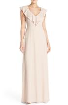 Women's Paper Crown By Lauren Conrad Print Crepe Ruffle V-neck Gown - Ivory