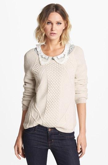 Hinge Mixed Cable Knit Sweater