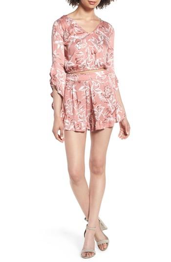 Women's Amuse Society Wild World Ruffle Hem Shorts - Pink