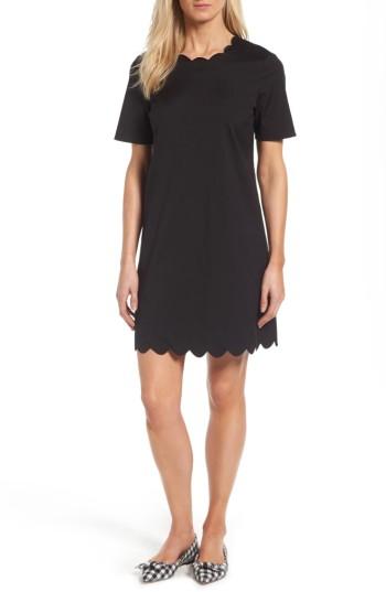 Women's Halogen Scalloped Shift Dress - Black