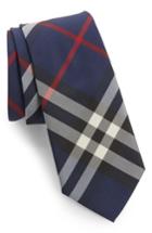Men's Burberry Manston Check Silk Tie, Size - Blue