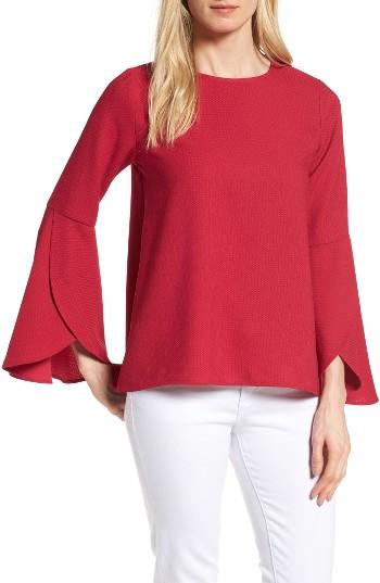 Petite Women's Halogen Bell Sleeve Top, Size P - Pink