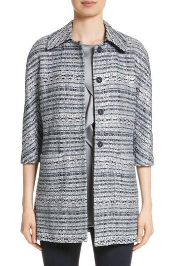 Women's St. John Collection Lacquered Metallic Ribbon Knit Jacket