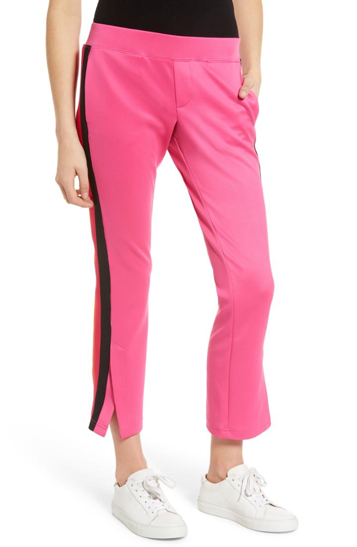 Women's Pam & Gela Tricolor Stripe Crop Flare Pants, Size - Pink