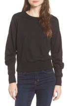 Women's Socialite Ruched Sleeve Sweatshirt - Black