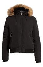 Women's Calvin Klein Hooded Bomber Jacket With Faux Fur Trim
