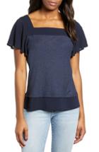 Women's Vince Camuto Layered Look Flutter Sleeve Top, Size - Blue/green