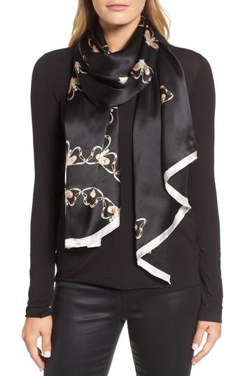 Women's Ted Baker London Queen Bee Long Silk Scarf, Size - Black