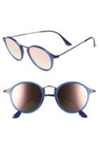 Women's Ray-ban 49mm Round Sunglasses - Transparent Blue