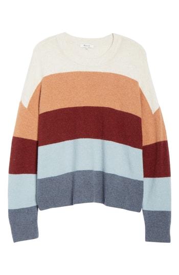 Women's Madewell Crofton Stripe Pullover Sweater, Size - Grey