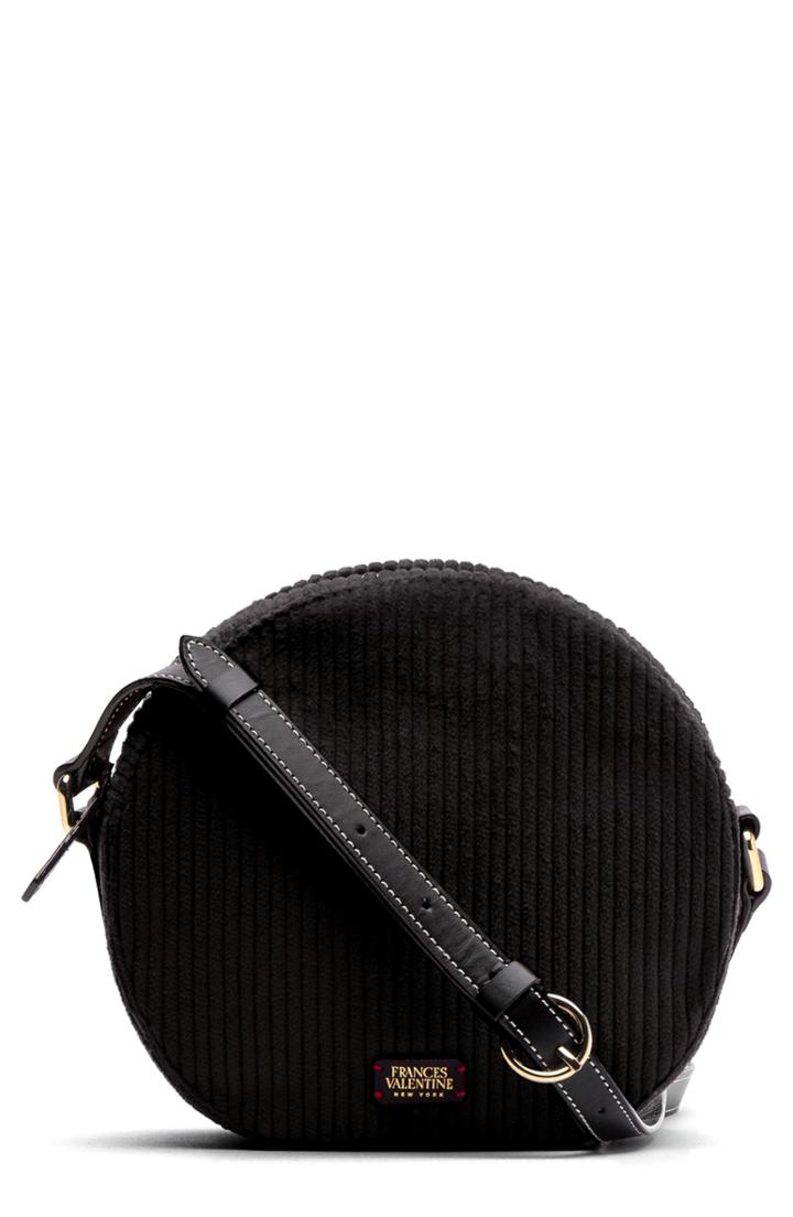 Frances Valetnine Lulu Corduroy Round Crossbody Bag - Black