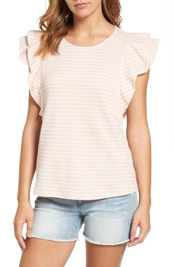 Women's Caslon Ruffle Sleeve French Terry Tee - Pink