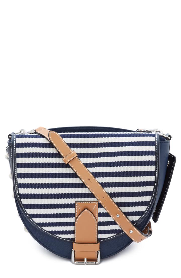 Jw Anderson Small Bike Leather & Canvas Crossbody Bag - Blue