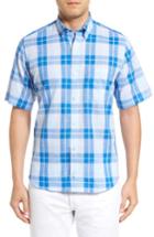 Men's Tailorbyrd Balsam Regular Fit Short Sleeve Plaid Sport Shirt - Blue