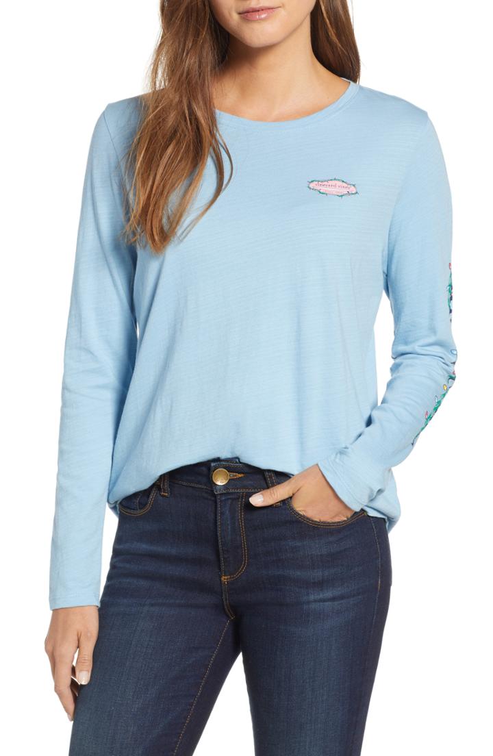 Women's Vineyard Vines Holiday Light Logo Tee - Blue