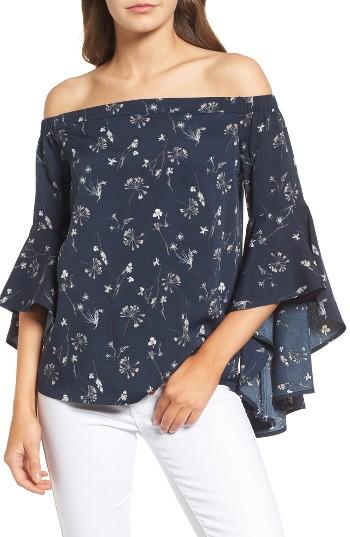 Women's Chelsea28 Bell Sleeve Off The Shoulder Top, Size - Blue