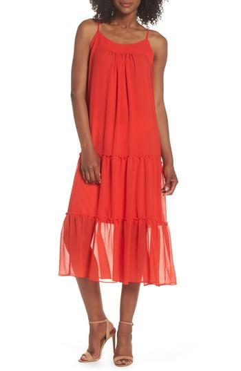 Women's Clover And Sloane Tiered Midi Dress - Orange