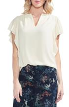 Women's Vince Camuto Flutter Sleeve Textured Top, Size - White