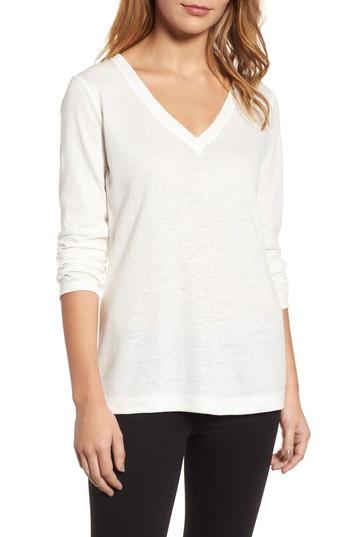 Women's Caslon V-neck Shimmer Tee - Ivory