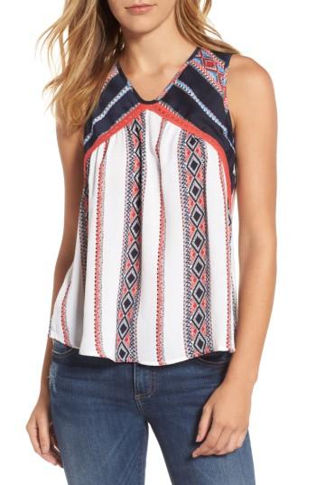 Women's Thml Coutout Back Mixed Print Top - White