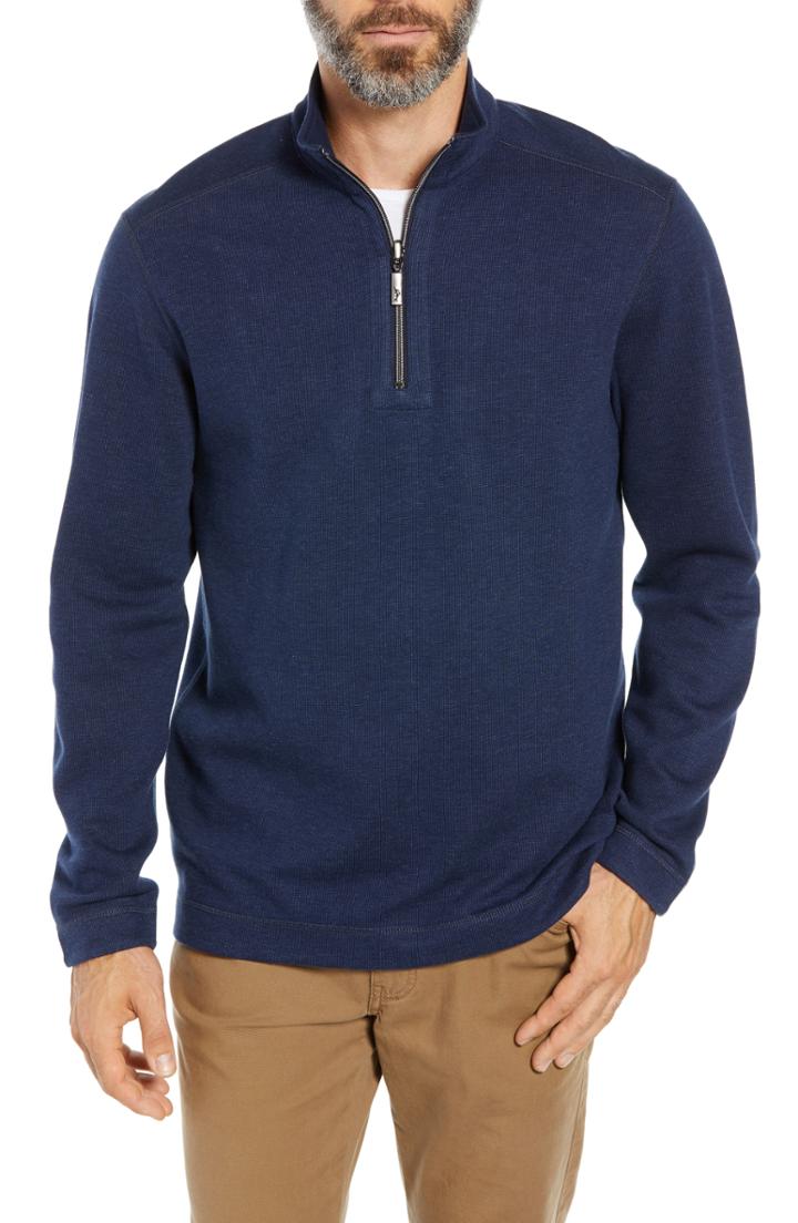 Men's Tommy Bahama Playa Port Flip Quarter Zip Pullover - Blue