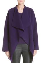 Women's St. John Collection Double Face Wool Blend Drape Coat - Purple