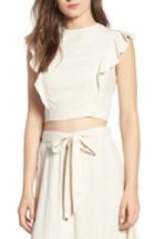 Women's Lost + Wander Creme De La Creme Ruffle Crop Top - Beige