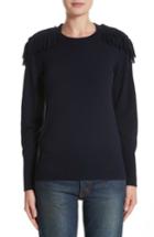 Women's Burberry Livenza Wool & Cashmere Fringe Sweater - Blue
