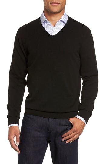 Men's John W. Nordstrom Cashmere V-neck Sweater, Size - Black