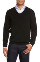 Men's John W. Nordstrom Cashmere V-neck Sweater, Size - Black