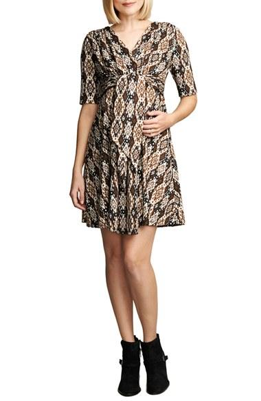 Women's Maternal America Print Tie Front Maternity Dress