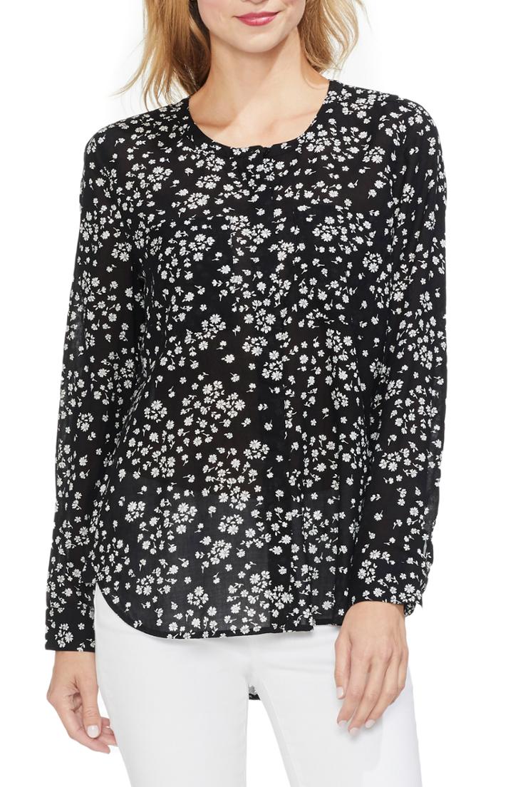 Women's Vince Camuto Calico Silhouettes Blouse, Size - Black