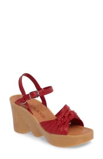 Women's Famolare Knot So Fast Wedge Sandal M - Red