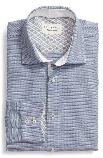 Men's Ted Baker London Murgese Trim Fit Geometric Dress Shirt .5 34/35 - Grey